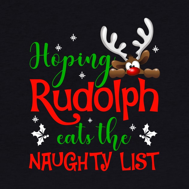 funny Christmas kids hoping Rudolph eats the naughty list shirt - Christmas kids gift boys girls naughty list shirt by TeesCircle